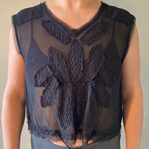 SOLD Free People - Sheer Chiffon Sleeveless Top - Black - S